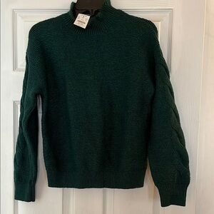J. Crew Knit cable knit sleeve Sweater dark green